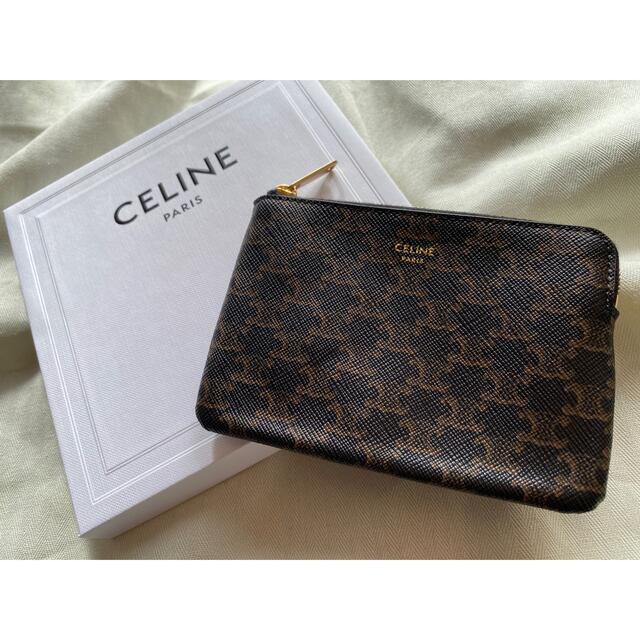 CELINE コイン\u0026カードポーチ　キーホルダーフック付き キーケースブラック