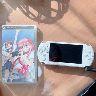 プレイステーションポータブル(PlayStation Portable)の3150様専用　PSP3000本体(ホワイト)電池増強版+ソフト(咲ポータブル)(携帯用ゲーム機本体)