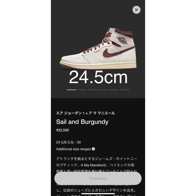 24.5cm A Ma Maniére × Nike Air Jordan 1