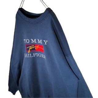 TOMMY HILFIGER - 【古着】90s オールドトミー ビッグ 刺繍ロゴ