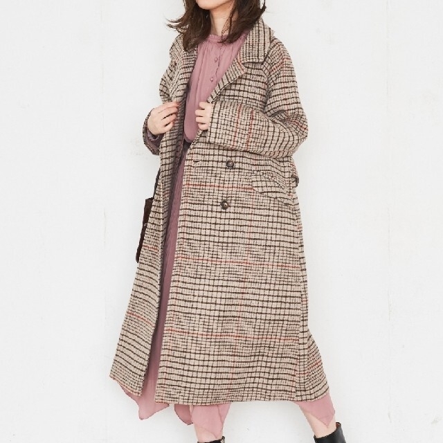 ❀natural couture❀ 新品 ロングコートチェック freesize