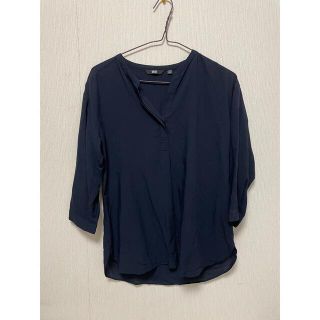 ユニクロ(UNIQLO)のユニクロ レーヨンブラウス　ネイビー(シャツ/ブラウス(長袖/七分))