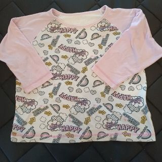 ニシマツヤ(西松屋)のピンク×白プリント長袖120(Tシャツ/カットソー)