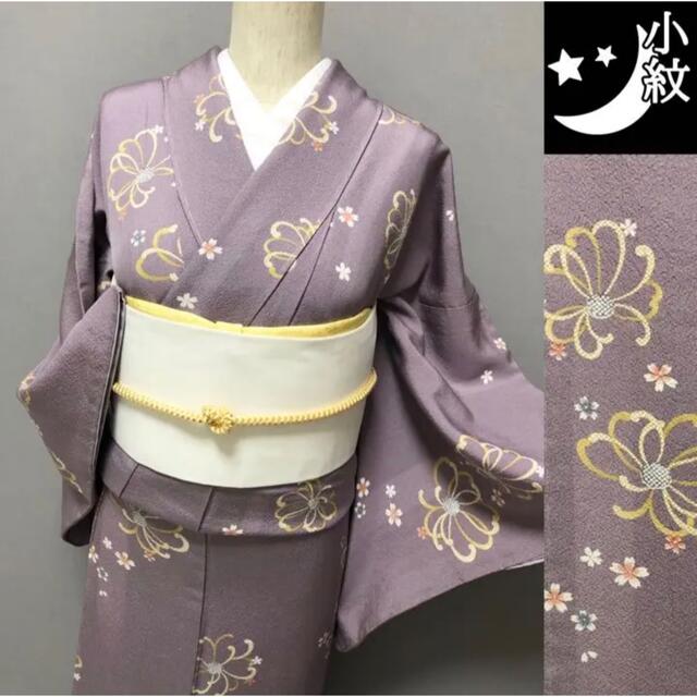 SALE価格❣新品【丹後ちりめん⭐糸菊に桜 小紋】 鳩羽色 藤色 ラベンダー