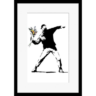 FB05W-バンクシー Banksy フレーム 白マット 模写(ウェルカムボード)