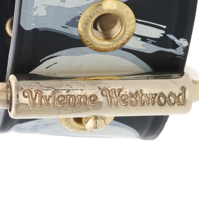 Vivienne Westwood(ヴィヴィアンウエストウッド)のヴィヴィアンウエストウッド オーブロゴペイントバックルレザーブレスレット レディースのアクセサリー(ブレスレット/バングル)の商品写真