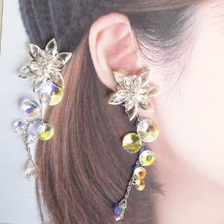 ハンドメイドピアス/イヤリング　雪花のピアス/イヤリング(ピアス)