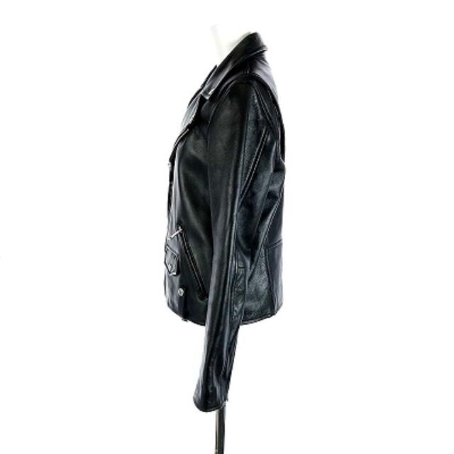 Adam et Rope'(アダムエロぺ)のアダムエロペ ライダース ジャケット レザー ダブル ジップアップ 36 S 黒 レディースのジャケット/アウター(ライダースジャケット)の商品写真