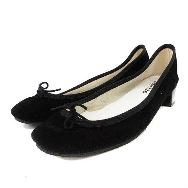 repetto(レペット)のレペット パンプス スエード チャンキーヒール 38.5 24.3cm 黒 レディースの靴/シューズ(ハイヒール/パンプス)の商品写真