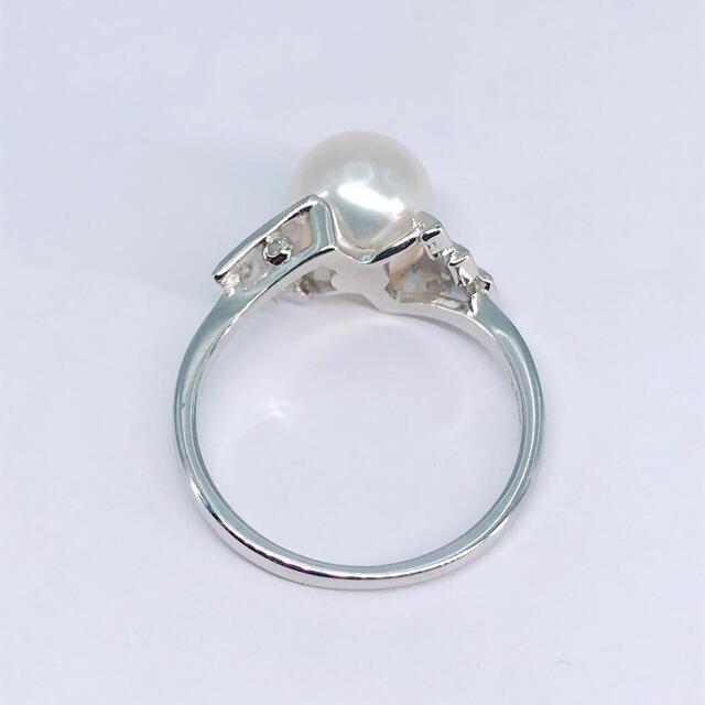 MIKIMOTO(ミキモト)のミキモト パール ダイヤモンドリング PT950 アコヤ真珠 ヴィンテージ 希少 レディースのアクセサリー(リング(指輪))の商品写真