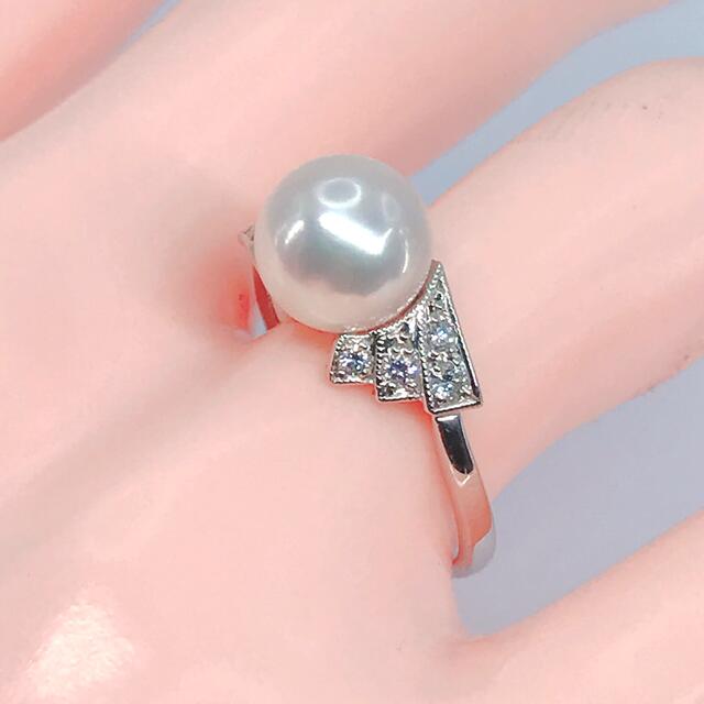 MIKIMOTO(ミキモト)のミキモト パール ダイヤモンドリング PT950 アコヤ真珠 ヴィンテージ 希少 レディースのアクセサリー(リング(指輪))の商品写真