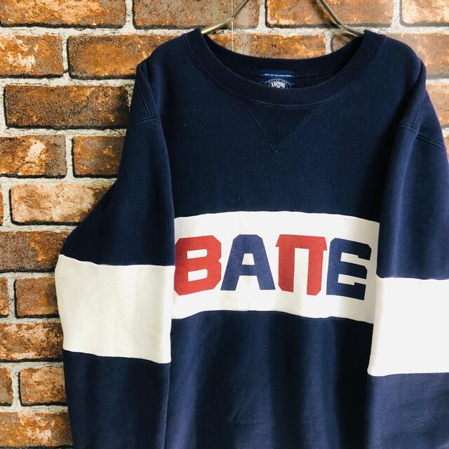 A BATHING APE(アベイシングエイプ)の【希少】アベイシングエイプ　デカロゴ　スウェット　ネイビー レッド　M ゆるだぼ メンズのトップス(スウェット)の商品写真