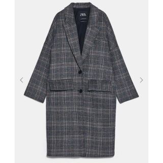 ZARA チェック柄オーバーサイズコート(チェスターコート)