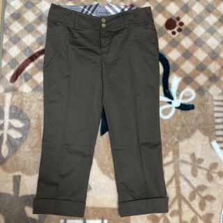 バーバリーブルーレーベル(BURBERRY BLUE LABEL)の【タラちゃん様専用】バーバリー　ブラウン　7部丈　パンツ　レディース　38(クロップドパンツ)