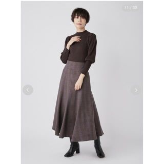 美品　FRAY I.D リブニットコンビチェックワンピース