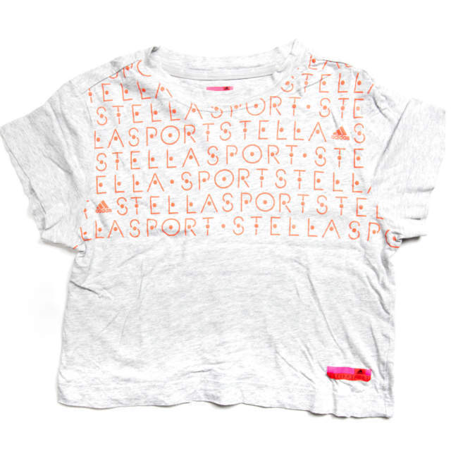 adidas by Stella McCartney(アディダスバイステラマッカートニー)のadidas by Stella McCartney アディダスバイステラマッカートニー ロゴプリントクルーネックワイドTシャツ S グレー 半袖 カットソー トップス【中古】【adidas by Stella McCartney】 レディースのトップス(Tシャツ(半袖/袖なし))の商品写真