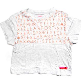 アディダスバイステラマッカートニー(adidas by Stella McCartney)のadidas by Stella McCartney アディダスバイステラマッカートニー ロゴプリントクルーネックワイドTシャツ S グレー 半袖 カットソー トップス【中古】【adidas by Stella McCartney】(Tシャツ(半袖/袖なし))