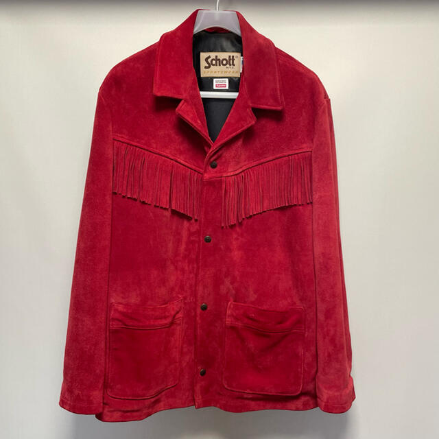 Supreme(シュプリーム)のSupreme Schott Fringe Suede Coat Red XL メンズのジャケット/アウター(レザージャケット)の商品写真