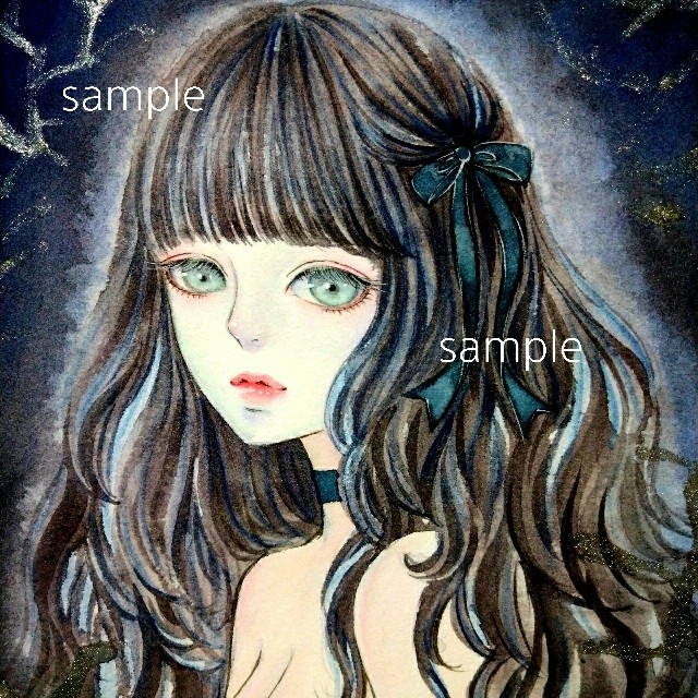 専用　手描きイラスト《闇姫》オリジナル　水彩画 エンタメ/ホビーの美術品/アンティーク(絵画/タペストリー)の商品写真