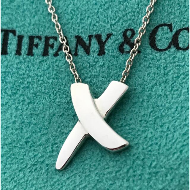 極美品 TIFFANY&Co. ティファニー キス 1Pダイヤモンド パロマピカソ プレート ネックレス シルバー925/ダイヤモンド シルバー