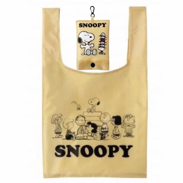 SNOOPY(スヌーピー)の新品 フック付き スヌーピー エコバッグ コンビニバッグ  ベージュ レディースのバッグ(エコバッグ)の商品写真