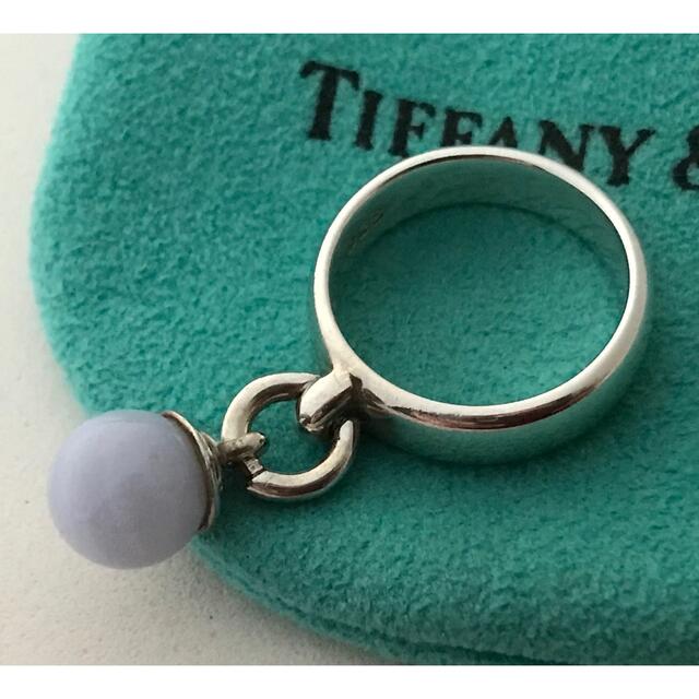 リング(指輪)Tiffany ブルーのストーンボールチャームリング9号 希少