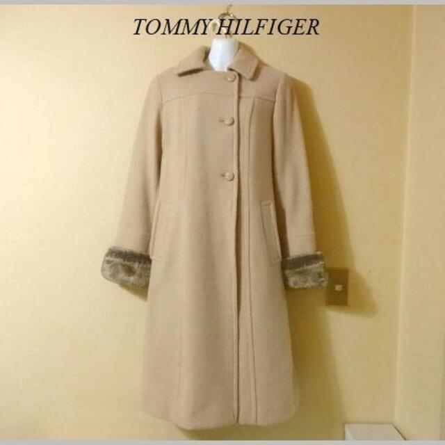 TOMMY HILFIGER(トミーヒルフィガー)のTOMMY HILFIGERトミーヒルフィガー♡毛混合袖口ファーロングコート レディースのジャケット/アウター(ロングコート)の商品写真