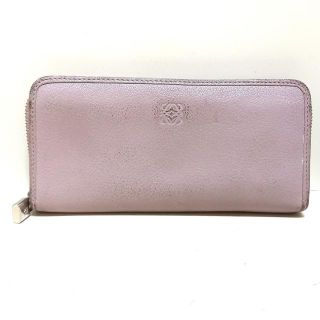 ロエベ(LOEWE)のロエベ 長財布 - ピンクベージュ レザー(財布)