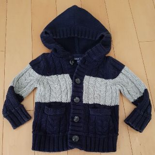 ベビーギャップ(babyGAP)のニット　カーディガン　ジャケット　アウター　紺×グレー　80　babygap(ジャケット/コート)