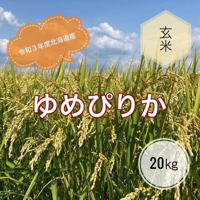 令和3年度北海道産ゆめぴりか玄米20㎏農家直送　米/穀物