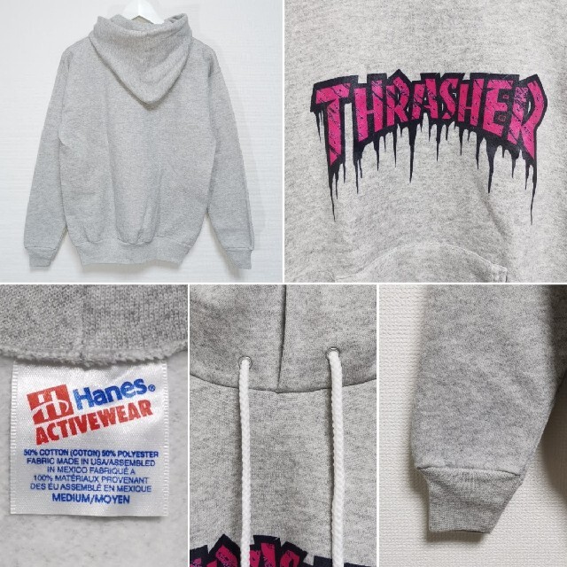 THRASHER(スラッシャー)のM 90s THRASHER ICE スウェット パーカー HANES USA製 スポーツ/アウトドアのスポーツ/アウトドア その他(スケートボード)の商品写真