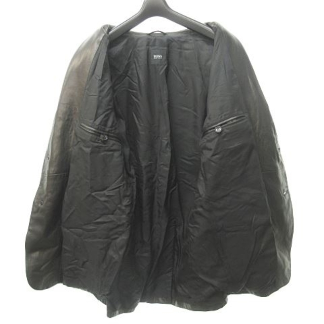 HUGO BOSS(ヒューゴボス)のヒューゴボス テーラードジャケット 革ジャン レザー 羊革 ブラック 黒 50 メンズのジャケット/アウター(テーラードジャケット)の商品写真