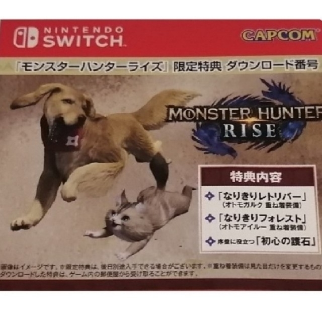 モンスターハンターライズニンテンドースイッチソフト 初回購入特典 エンタメ/ホビーのゲームソフト/ゲーム機本体(家庭用ゲームソフト)の商品写真