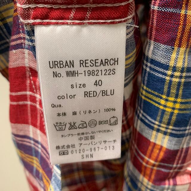 URBAN RESEARCH(アーバンリサーチ)の新品タグ付き　アーバンリサーチ　リネンチェック長袖シャツ　赤 メンズのトップス(シャツ)の商品写真