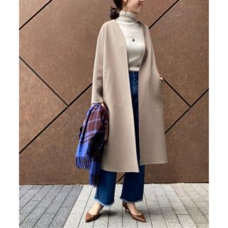 スピックアンドスパン(Spick & Span)の【新品タグ付き】Spick and Span ノーカラーＶネックリバーコート(ロングコート)