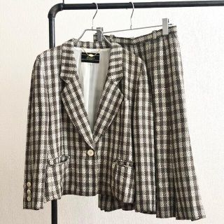 レリアン(leilian)の★レリアン/フランス製生地・チェック・テーラードジャケット・スカートスーツ(スーツ)