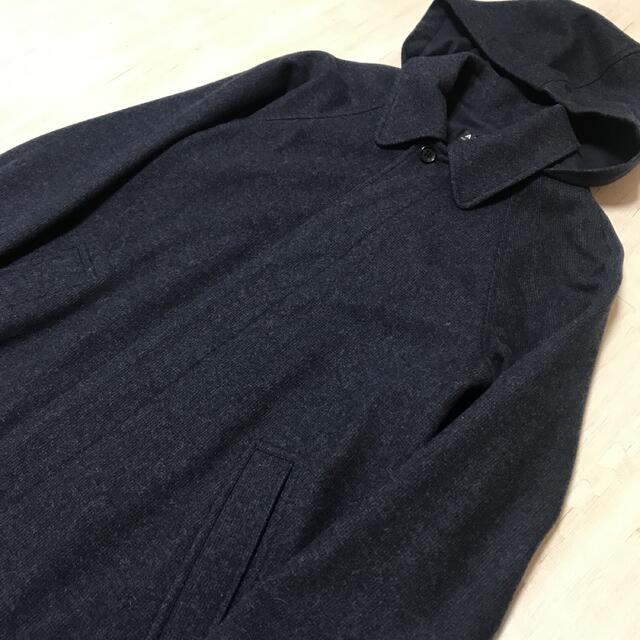 A.P.C(アーペーセー)の【新品未使用】A.P.C. フード付ステンカラーコート　ネイビー　XS メンズのジャケット/アウター(ステンカラーコート)の商品写真