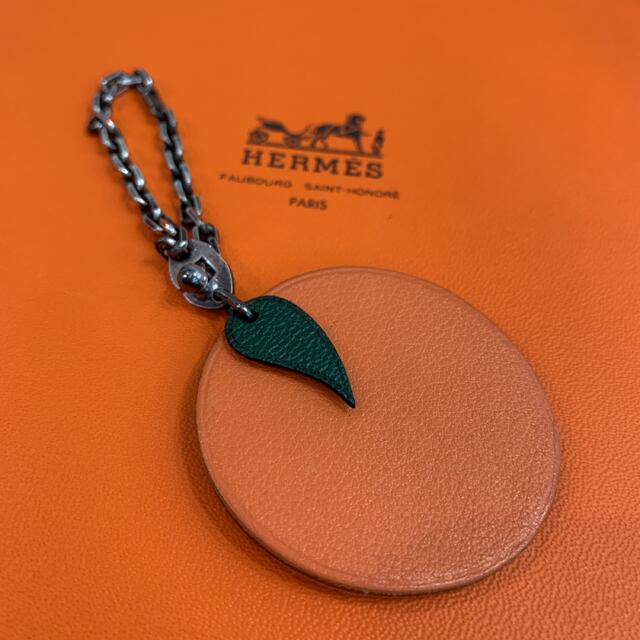 HERMES エルメス フルーツチャーム レザー オレンジ みかん-