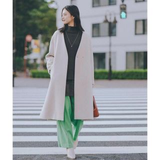 ユナイテッドアローズグリーンレーベルリラクシング(UNITED ARROWS green label relaxing)の【本田翼さん着用】EX FINE リッタイ スリーブ ノーラペル コート(ロングコート)