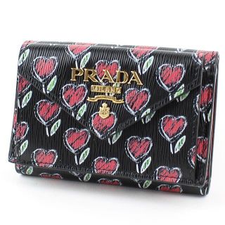 プラダ(PRADA)のプラダ PRADA 折り財布 ウォレット ブラック チューリップ ハート 未使用(財布)