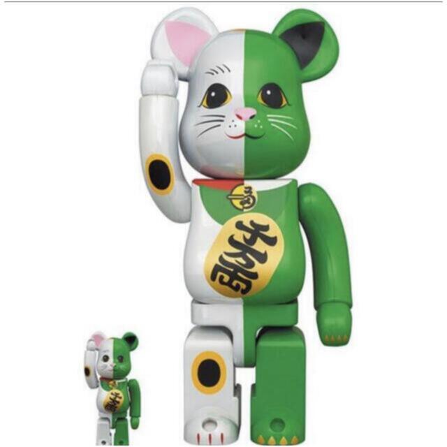 フィギュアBE@RBRICK 招き猫 白×緑 100% & 400%