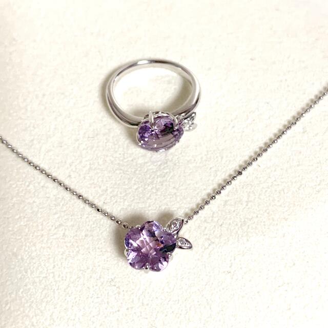 TASAKI(タサキ)の【極美品】Tasaki/田崎薄いパープルK18ネックレスとリング11号セット レディースのアクセサリー(ネックレス)の商品写真