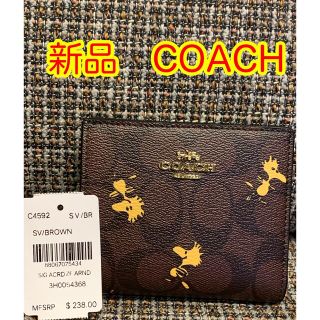 コーチ(COACH)のコーチ　財布　スヌーピーコラボ　黄色　二つ折り財布(財布)