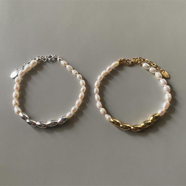 Ameri VINTAGE(アメリヴィンテージ)のMetal mix pearl bracelet gold No.746 レディースのアクセサリー(ブレスレット/バングル)の商品写真