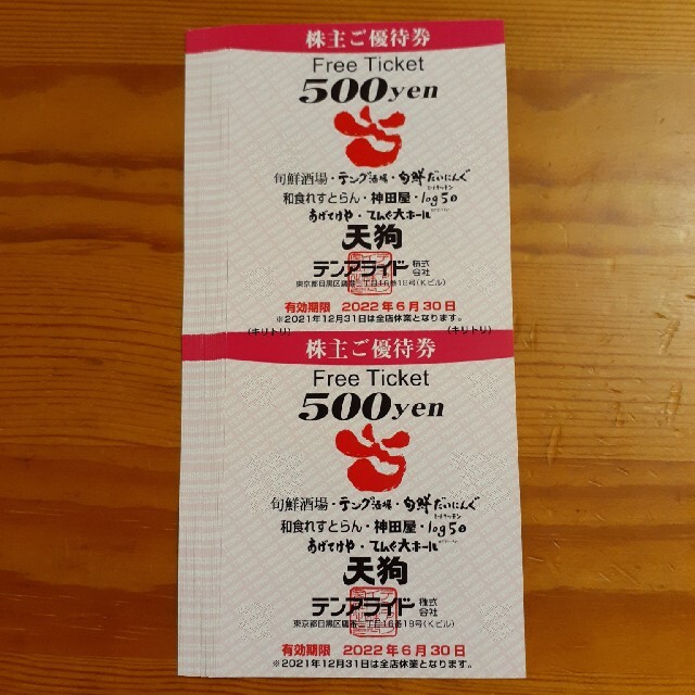 テンアライド 株主優待 20000円分 - レストラン/食事券