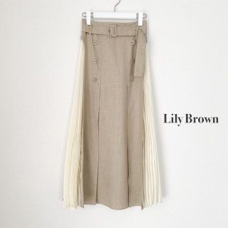 リリーブラウン(Lily Brown)のLily Brown リリーブラウン　異素材切替プリーツスカート(ロングスカート)