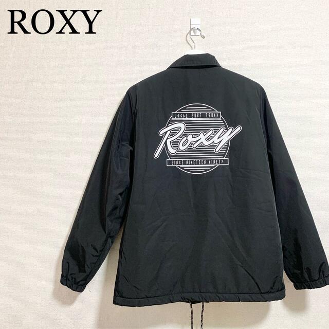 ★美品★ROXY ロキシー コーチジャケット  黒 ボア付き ビッグロゴ