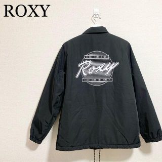 ロキシー(Roxy)の★美品★ROXY ロキシー コーチジャケット  黒 ボア付き ビッグロゴ (ナイロンジャケット)