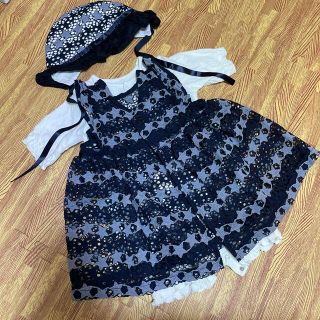 ベベ(BeBe)の美品 ベベ ルダクティオン レースドレスセット(ロンパース)