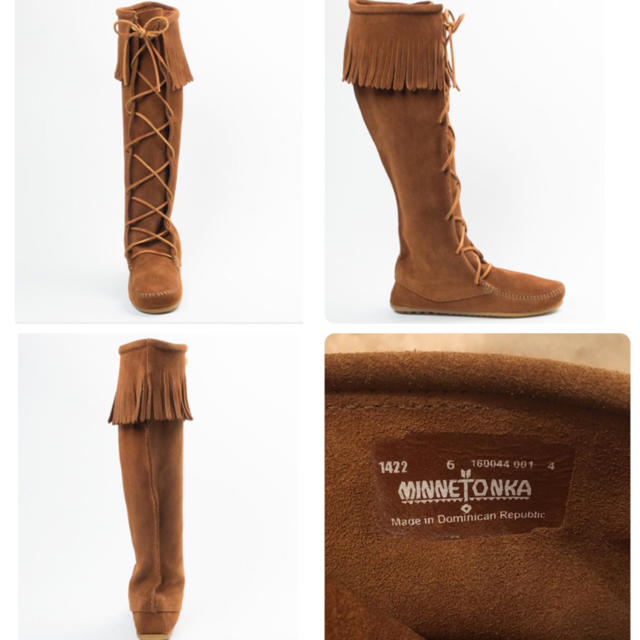 Minnetonka(ミネトンカ)の正規品 ミネトンカ フロントレース ニーハイ フリンジブーツ 23cm 極美品  レディースの靴/シューズ(ブーツ)の商品写真